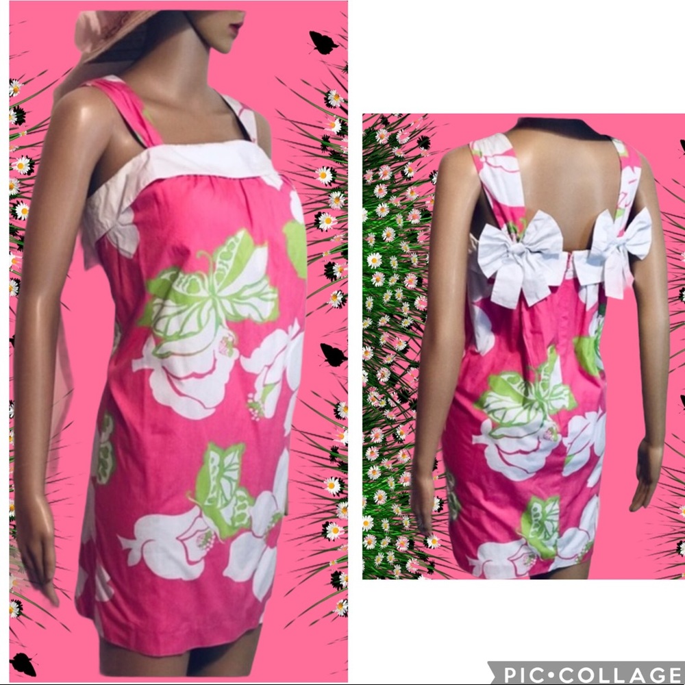 Lilly Pulitzer pink floral cotton dress size 0